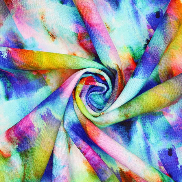 Rainbow Tie Dye Linen Viscose Blend