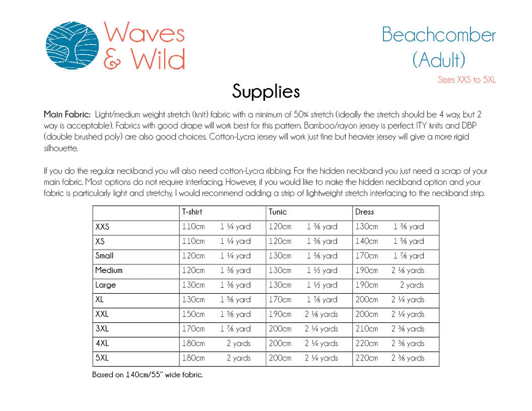 Waves & Wild - Beachcomber - Adult - PDF Pattern