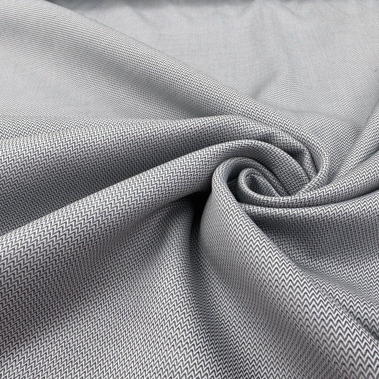 Silver Chevron Silky Cotton Shirting