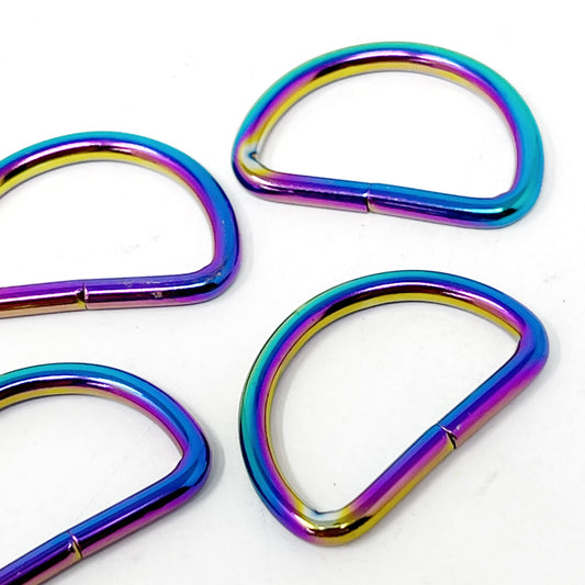 Metal D Rings - 25mm - Rainbow