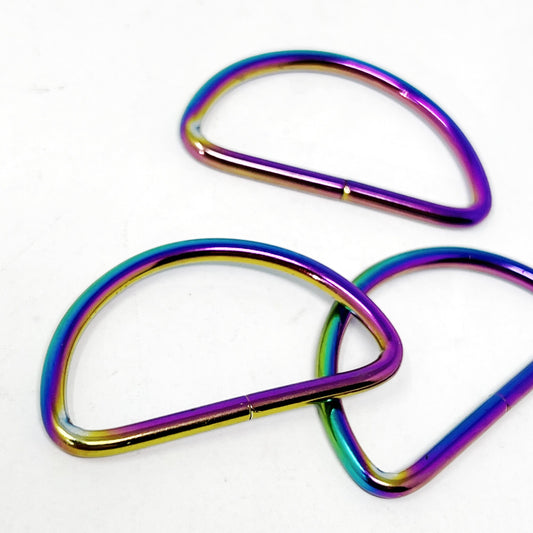 Metal D Rings - 38mm - Rainbow