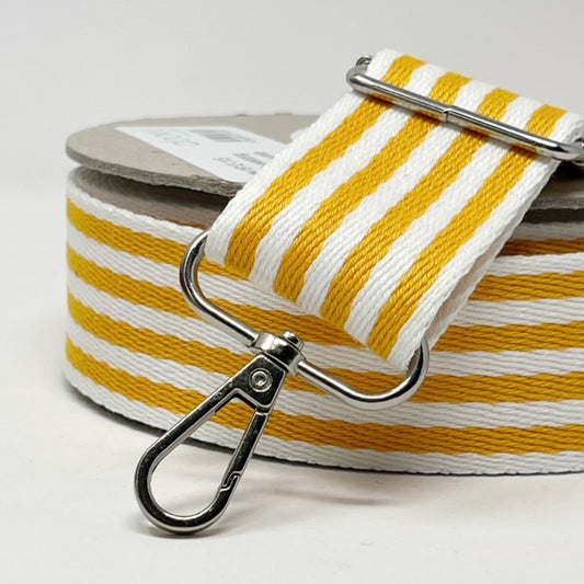 38mm Webbing - Yellow/White Stripes