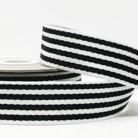 38mm Webbing - Black/White Stripes