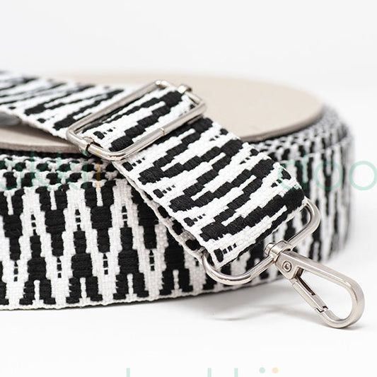 38mm Webbing - Zig Zags - Black/White