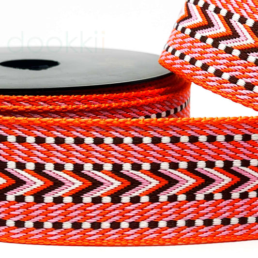 50mm Webbing - Arrows - Orange/Pink/Black