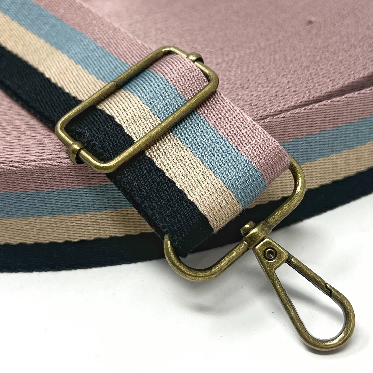 38mm Stripe Webbing - Black/Natural/Blue/Pink