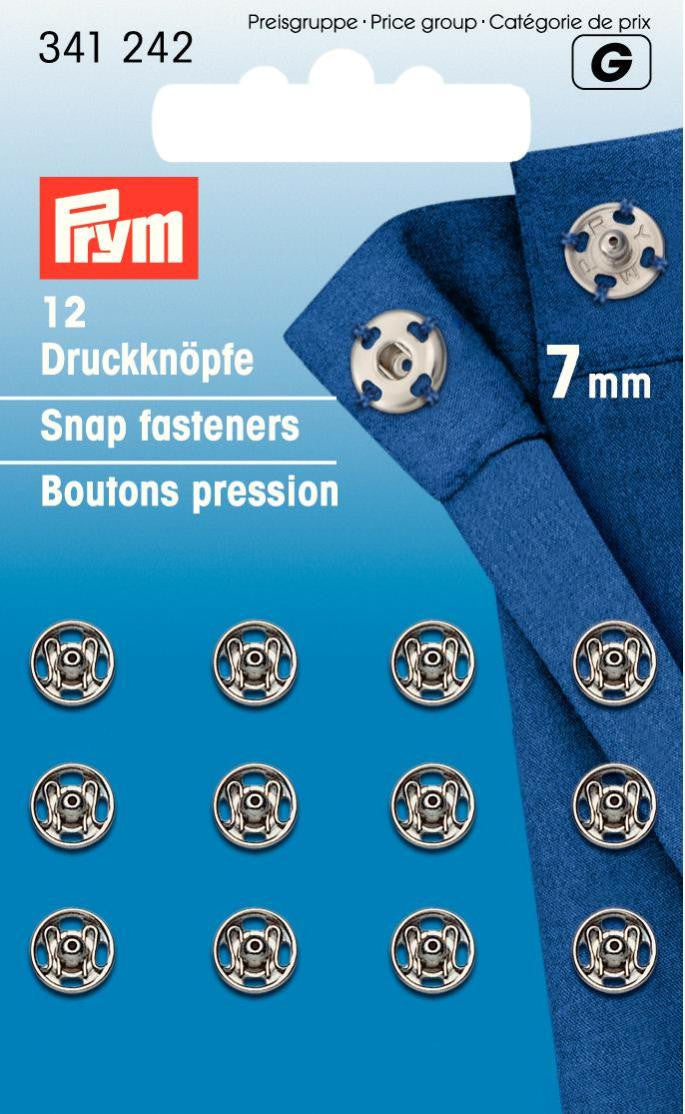 Prym Sew-On Snap Fasteners - 7mm Silver